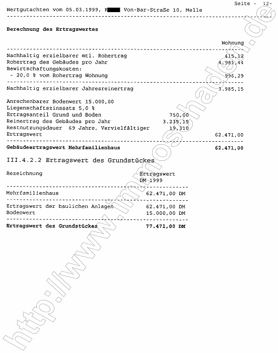 Wertermittlungs-Gutachten Melle Von-Bar-Str. 10 1og Rechts (ATP Nr. 79) vom 5.3.1999 Seite 15