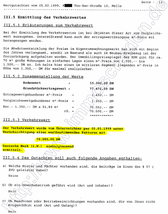 Wertermittlungs-Gutachten Melle Von-Bar-Str. 10 1og Rechts (ATP Nr. 79) vom 5.3.1999 Seite 16