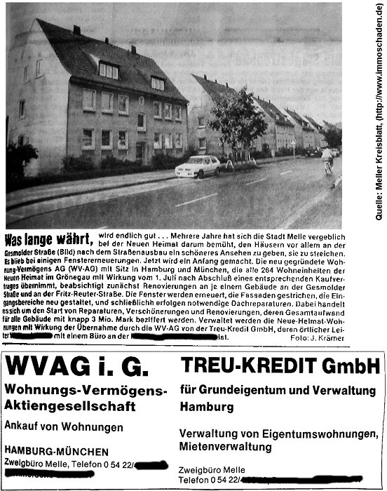 Zeitungsartikel Meller Kreisblatt vom 11.06.1987