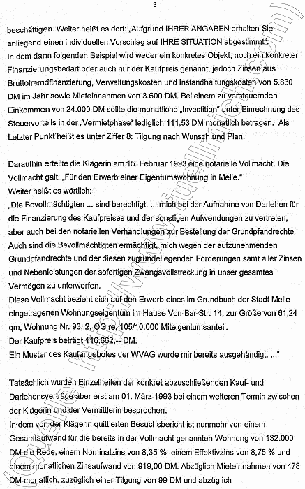 Gerichtsurteil des Landgericht Wiesbaden Aktenzeichen 3 O 09/01 gegen die Badenia Bausparkasse AG, Seite 3