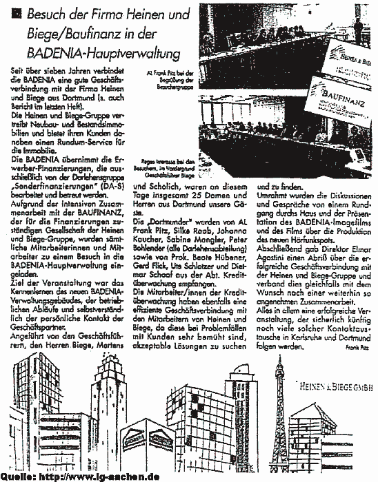 Besuch der Firma Heinen und Biege/Baufinanz in der BADENIA-Hauptverwaltung