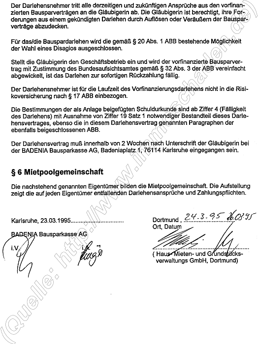 HMG Mietpool Melle, Badenia Darlehensvertrag 1995: Helgolandstraße, Seite 7