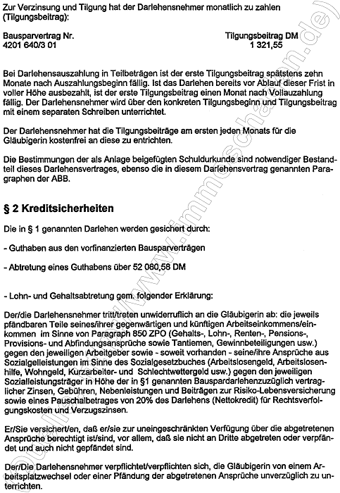 HMG Mietpool Melle, Badenia Darlehensvertrag 1995: Von-Bar-Stra&szlig;e, Seite 4