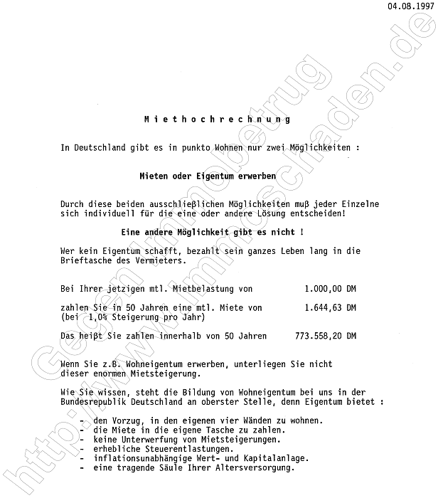 Verkaufsargumente von Heinen & Biege. Aus der Verkaufsmappe vom Mai 1996, Seite 13