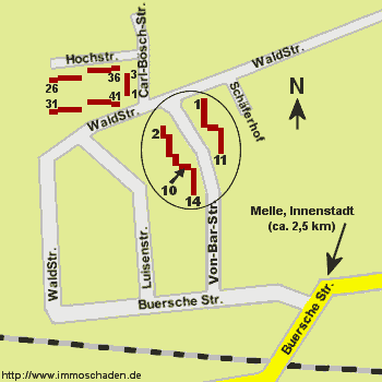 Umgebungskarte der Wohnanlage Von-Bar-Str., Melle
