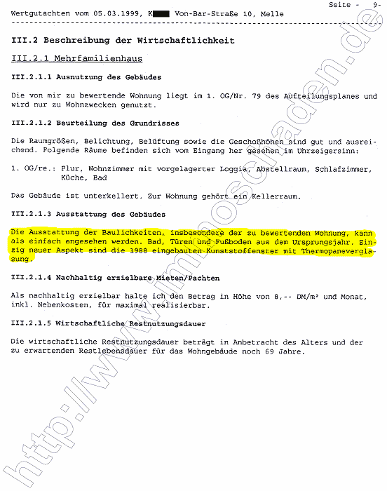 Wertermittlungs-Gutachten Melle Von-Bar-Str. 10 1og Rechts (ATP Nr. 79) vom 5.3.1999 Seite 12