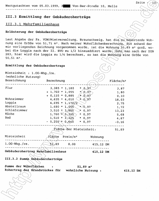 Wertermittlungs-Gutachten Melle Von-Bar-Str. 10 1og Rechts (ATP Nr. 79) vom 5.3.1999 Seite 13