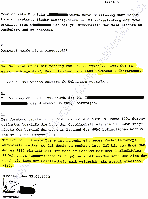 Lagebericht über das Geschäftsjahr 1990 der WVAG vom 22.4.1992, Seite 5