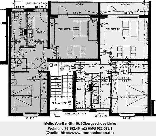 Umriss der Eigentumswohnung Melle Von-Bar-Str. 10, 1OG Links