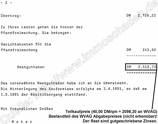 Notarabrechnung vom Notar Dr. Mxxxxxx Mxxxxxxxx an die WVAG, Seite 2